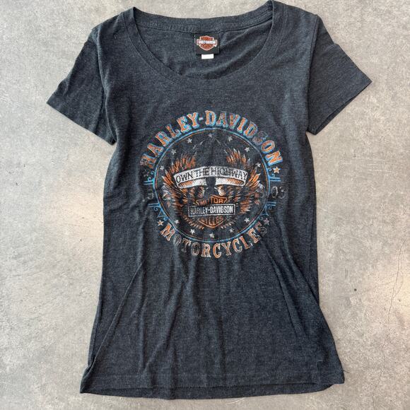 Harley Davidson Tops - Vintage Y2K Harley Davidson Arizona Heather Grey Biker Graphic Tee Women's M